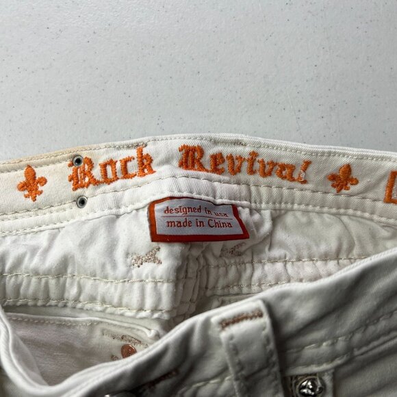 Rock Revival Hanaya Crop Jeans Womens 28 White Stretched Denim Ankle - Picture 8 of 13